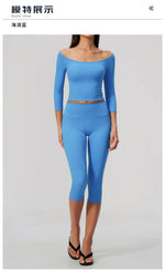 Fashion Mid Sleeve T-shirt Yoga Suits Tight Fitting Slim Sports Tops High Waist Peach Hip Mid Pants Gym Running Fitness Outfits