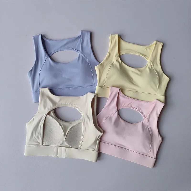 Women's U-Neck Back Hollow Integrated Shock-Absorbing Sports Bra Breathable Fitness Yoga Vest Underwear for Yoga And Fitness