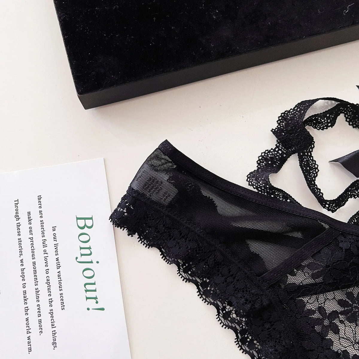 Hanging Neck Detachable Sexy Lace Women's Underpants Sweet Bow Hollow Out Mesh Panties Metal Ring Cotton Crotch Briefs Lingerie