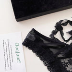 Hanging Neck Detachable Sexy Lace Women's Underpants Sweet Bow Hollow Out Mesh Panties Metal Ring Cotton Crotch Briefs Lingerie