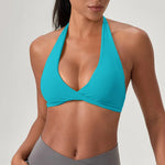 STOUREG Women's High Support Sports Bra Naked Sensation Push Up Backless Removable Pads Yoga Running Gym Tank Top