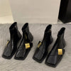 Designer Vintage Women Ankle Boots Fashion Square Toe Shoes Spring Autumn Flats Ladies Short Booties 2025