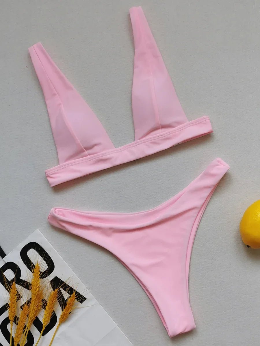 2025 Brazilian Triangle Bikinis High Cut bikini Women Swimsuit Female Swimwear Two pieces bikini Set Bather Bathing Suit Swim