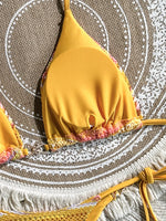 Sexy Coffee Striped Micro Bikini Set 2026 Women Halter Push Up Bra Bandage Thong Swimsuit Summer Bathing Suit Holiday Swimwear