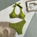 Solid Green Swimwears Metal Starfish Sexy Halter Bikinis Sets Swimsuit Woman 2026 Bathing Swimming Suit Brazilian Bikini Mujer