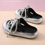 Plus Size Summer Platform Sandals For Women Men Home Street Garden Shoes Lace-up Style Silver Gold Clogs Couples Beach Slippers