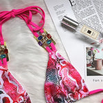 2026 Shiny Rhinestone Diamond Bikini Women Swimsuit Female Swimwear Two Pieces Bikini Set Halter Metal Chains Bathing Suit Swim