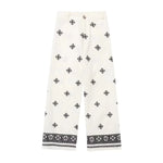 Foridol Geometric Embroidery Wide Leg Spring Summer Women Beige Long Pants Zip Fashion Trousers Pantalones De Mujer Autumn Pants