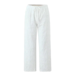 Foridol Hollow Out Cotton Women's 2 Pieces Set White Summer Pants Set Embroidery Top Pants Suit Matching Set Beach Casual Pants