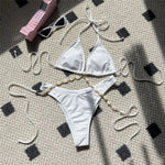 5 Colors Sexy Halter Shell Brazilian Bikini Female Swimsuit Women Swimwear Two-Pieces Bikini Set Bather Bathing Suit Swim V5469