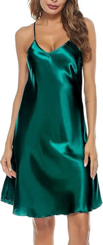 Ladies Soft Silk Nightgown Classic Solid Color Strappy Dress Effortlessly Create a Lazy Home Style Elevate Your Home Rituals
