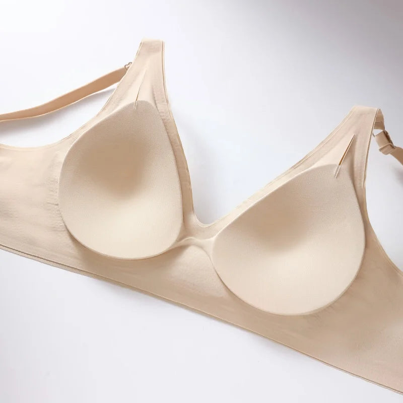 No-Show Seamless Bras For Women Non-wire V-neck Bralette Leopard Print Removable Pads Sports Underwear Sexy Lingerie S-5XL