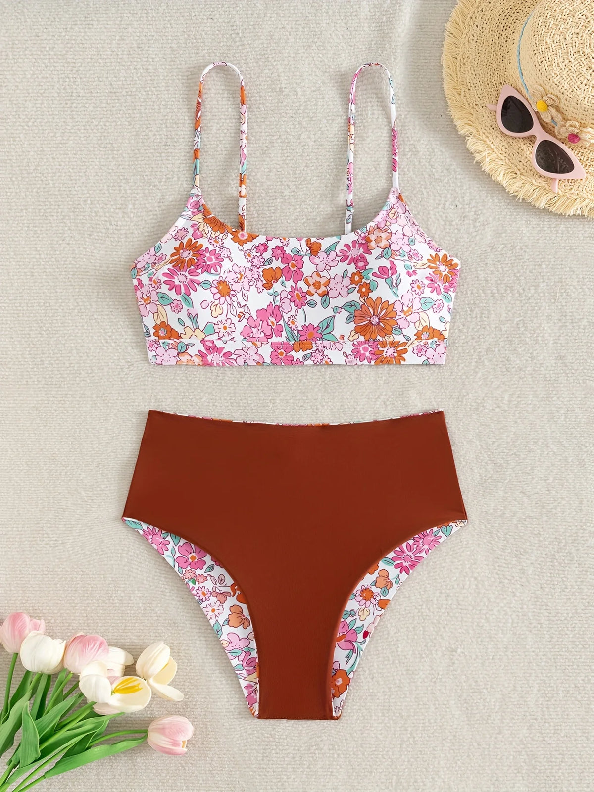ZTVitality Sexy Floral Print Female Swimsuit Women Bikini 2025 Swimwear High Waist Bikinis Two Pieces Summer Beachwear Biquini