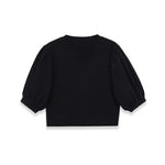 Fashion Casual Round-neck Puff Sleeve Knitted Top Women Black Puff Sleeve Knit T Shirt Crew Neck Short Sleeved Casual Top 99K0