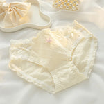 1/5pcs Women's Underwear Panty Cotton Lace Panties Girls' Bow Comfort Briefs Mid Waist Seamless Underpants Female Sexy Lingerie
