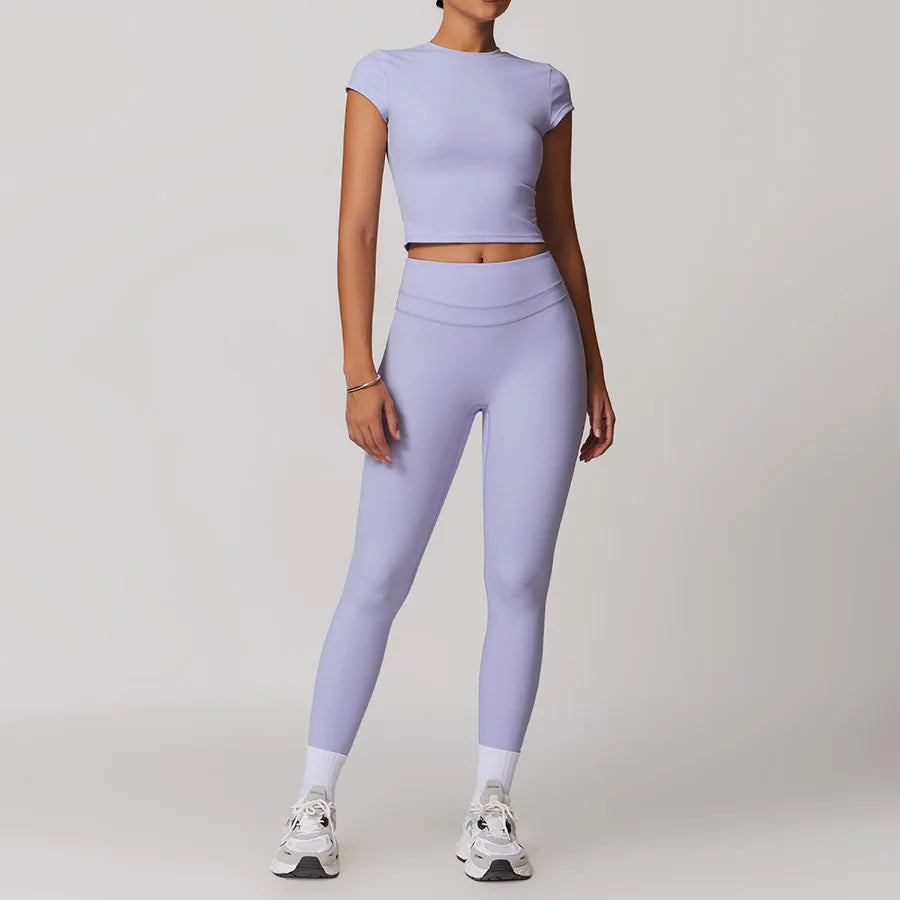 Yoga Set 2PCS Women Tracksuit Nude Feeling Workout Sets Gym Clothes Push Up Fitness Running Sportwear Sport Bra Leggings Suit