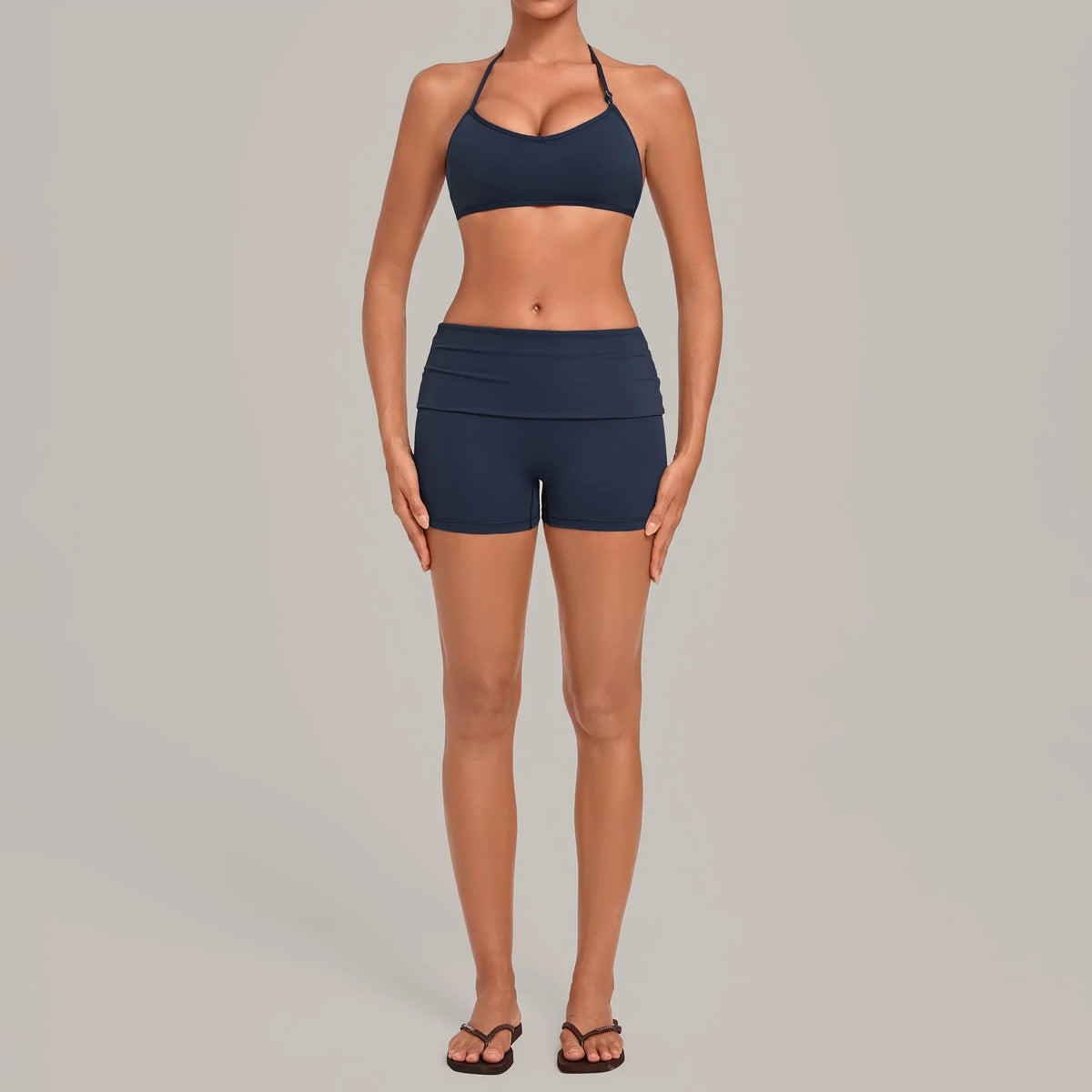 Women's Yoga Suit High Waist Hip Lift Tight-fitting Invisible Fold Sports Gym Halter Neck Suit Fitness Running Workout Yoga Set
