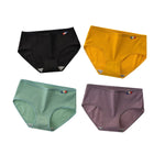 4Pcs/Set Women's Mid-Rise Cotton Panties Breathable Soft Ribbed Underwear Solid Lingerie Stretchy Comfort Daily Briefs M-XL