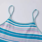 2026 Summer Women's Dress Bohemian Stylish Striped Knitted Tassel Hem Spaghetti Strap Bodycon Mini Dress Casual Beach