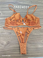 Transparent Floral Two Pieces Exquisite Lace Lingerie Set Ultrathin Bra Briefs Set Solid Exotic Lingerie For Ladies 23171A
