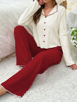Autumn Winter Sleepwear for Woman Pajamas Set Lapel Button Fashion Long Sleeve Tops and Trousers Home Suit Loungewear