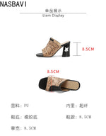 NASBAVI Brand New Ladies Peep Toe Summer Sandals Fashion Mixed Colors Chunky High Heels Women Sandals Party Woman Shoes 35-45