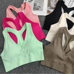 2Pcs/Set Women Deep V Neck Y-Back Padded Tank Bra Rib Cropped Tank Bralette Racerback Strap Daily Inner Top One Size Underwear