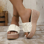Leather Wedges Sandals for Women Summer Lightweight Chunky Platform Sandals Woman Plus Size Super High Heeled Shoes