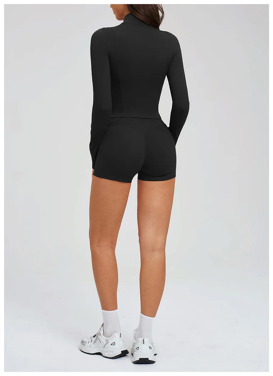 New 3 Pieces Yoga Set Women Workout Sportswear Gym Clothing Fitness Long Sleeve Crop Top Shorts Leggings Female Sport Bra Suits