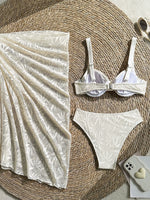 DEKA Halter Push UP Swimwear White Lace-up 3 Piece Skirt Bikini Set Women Tied Swimsuit Backless Beach Bathing Suit