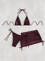 Sexy Wine Red String Bikini 2026 Women Three Pieces Swimsuit Brazilian Swimwear Female Beachwear Thong Bathing Suit Mini Biquini