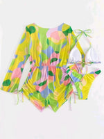 3 Pieces Triangle Halter String Bikini Long Sleeve Swimsuit Women Swimwear Female Bathers Bathing Swimming Swim Suit