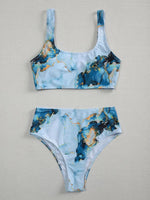 Sport Bikini Set Sexy Women Swimsuit Push Up High Waist Marble Blooming Print Swimwear Female Bathing Suit Banadores Mujer 2026