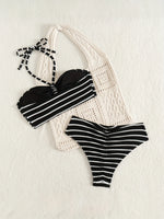 New Sexy Striped High Waisted Bikinis 2025 Swimsuits Women's Swimwear Female Beach Swim Wear Bathing Suits Brazilian Bikini Set
