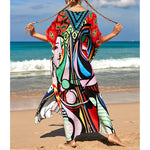 2026 New Colorful Kaftan Tunic Beach Dress Beach Wear Beachwear Beach Cover Up Cover-upsLoose Maxi Dress Female Women V4428