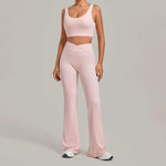 Women's Seamless Yoga Sets Sports Fitness Hip-lifting High Waist Flared Pants Backless Bra Suits Training WorkoutLeggings Sets