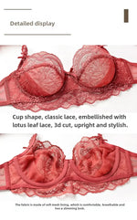 MOYISU Pure Desire Lace Bra Set Women Sexy Anti-Sag Push Up Bralette Sheer Underwear for Big/Small Chest Comfort Support