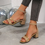 Women Sandals 2026 Summer New Fashion Sexy Medium High Heel Outdoor Sandals Elegant Casual Comfortable