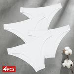 4PCS Seamless Cotton Panties Women Solid Color Briefs Sexy Low Waist Underpants Female Breathable Underwear Ladies Stretch Panti