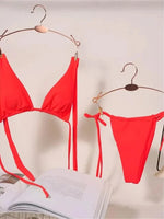 11 Colors Halter Mini Micro Thong Bikini Female Swimsuit Women Swimwear Two-pieces Bikini Set Bather Bathing Suit Swim Beachwear