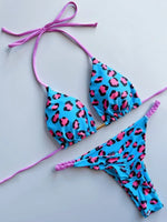 Leopard Halter Scrunch Butt Mini Micro Thong Bikini Women Swimwear Female Swimsuit Two-pieces Bikini Set Bathing Suit Swim Lady
