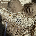 Sexy Shell Bikinis Sets Women White Ruffles Starfish Ornament Push Up Underwire Thong Swimsuit 2025 Beach Bathing Suit Swimwear