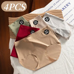 4Pcs/Set Ice Silk Panties Women Low-Waist Stretch Briefs Female Underpants Sexy Lingerie Solid Color Invisible Intimates M-XL