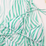 DEKA Sold Triangle Bikini Set Blouse Swimsuit Women Printed Halter Swimwear Cover Up Beach Wear 3 Pieces Sheer Bathing Suit