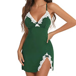 Summer Lace Sexy Sleeveless Nighties Dress Women Pure Black Sleepwear Lingerie V-neck Nightgown Nightdress Sleepshirts