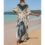 2026 New Colorful Kaftan Tunic Beach Dress Beach Wear Beachwear Beach Cover Up Cover-upsLoose Maxi Dress Female Women V4428