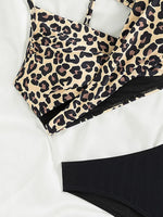 Criss Cross Back Leopard Bikini Women Swimwear Female Swimsuit Two Pieces Bikini Set Bather Bathing Suit Swim Beach Wear Lady