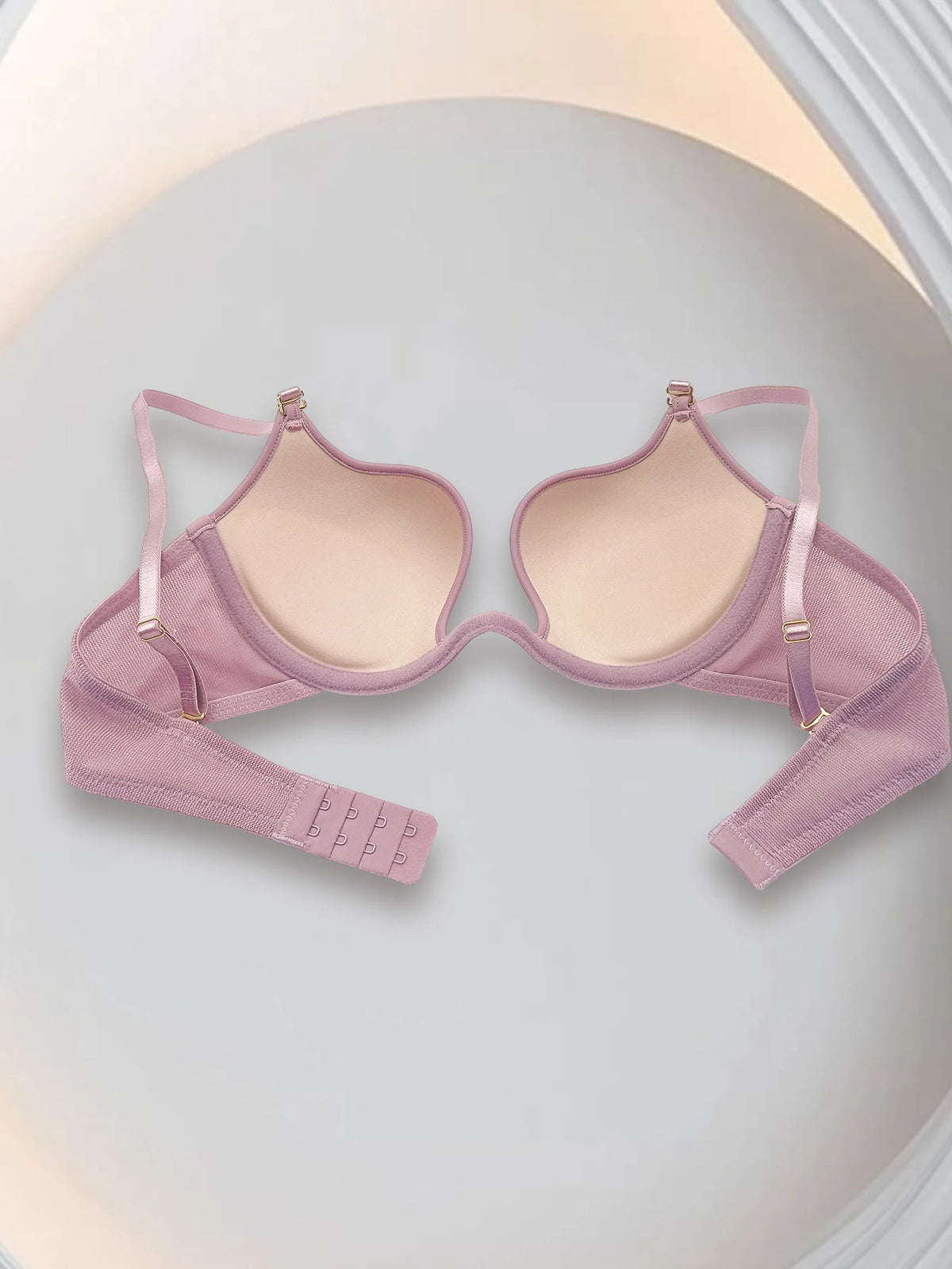 Purple deep V gather top bra women's big bust show small soft underwire bra sexy mesh bra
