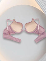 Purple deep V gather top bra women's big bust show small soft underwire bra sexy mesh bra