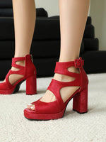 Summer Sexy Gladiator Women Sandals Designer Peep Toe Hollow Out High Heels Platform Party Ladies Shoes Zipper Sandales Femmes